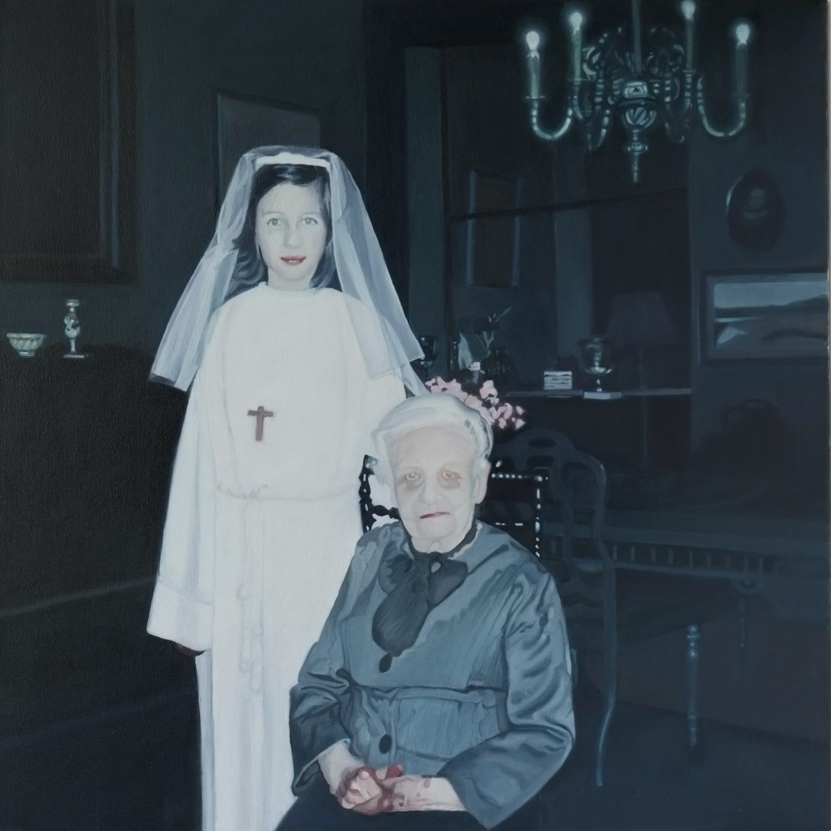 DELEFORTRIE Dominique, Portrait de famille, 2021, huile sur toile, 60 x 60 cm