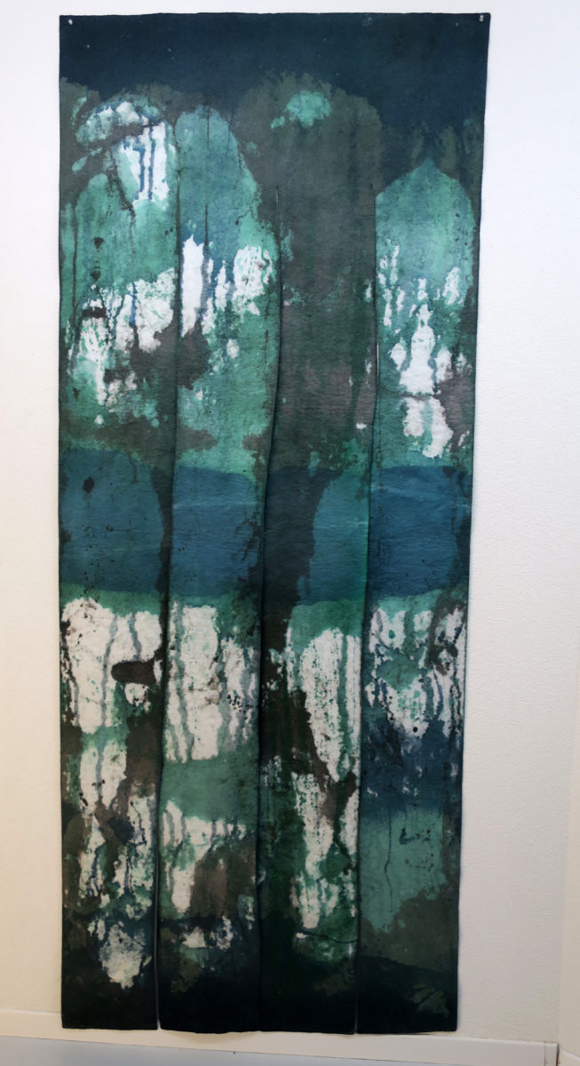 SCHUHR Helga, Intuition, 2018, Acryl sur vlies, 100 x 250 cm,  Racines