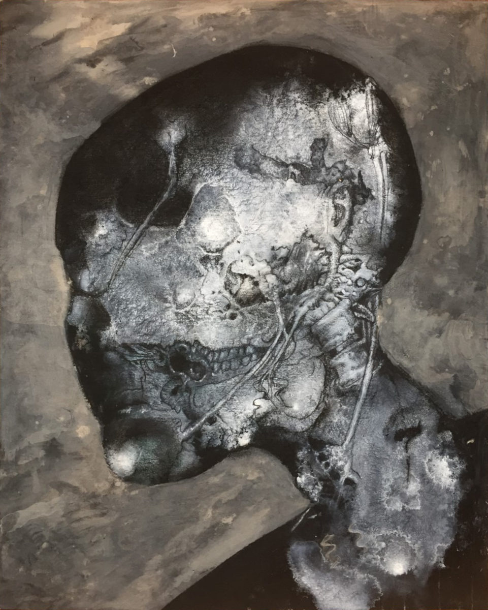 MAGNIN Cédric, Xray Portrait , 2018, mixedmedia sur carton marouflé sur aluminium, 44x35,5cm