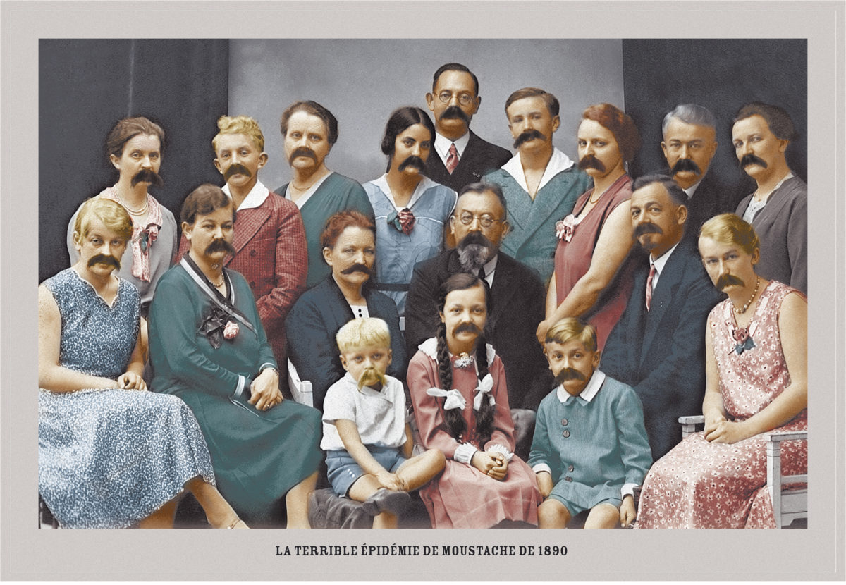 PLONK & REPLONK, La terrible épidémie de moustache de 1890, 2004, Idée concave sur carton, 42 x 29,7cm